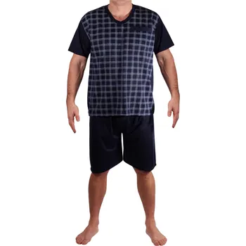 Pánské pyžamo Pánské pyžamo s krátkým rukávem a krátkými nohavicemi Leoš L tmavě modrá