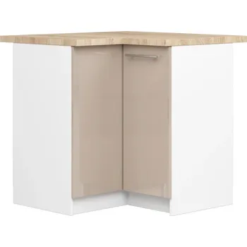 Kuchyňská skříňka Rohová kuchyňská skříňka 90x90 cm VERMINA - bílá / cappuccino lesklá