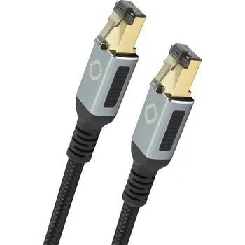 Datový kabel Oehlbach D1C13357 RJ45 síťové kabely, propojovací kabely CAT 8.1 10.00 m černá pozlacené kontakty, třížilový stíněný 1 ks