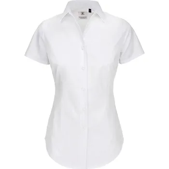 Dámská košile Košile dámská B&C Elastane s krátkým rukávem - bílá, L