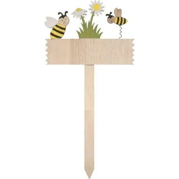 Cedulka s včelkami dřevěná 16 x 40 cm