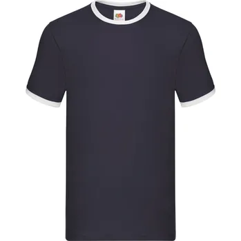 Chlapecké tričko Triko pánské Fruit of the Loom Valueweight Ringer T - navy-bílé, M
