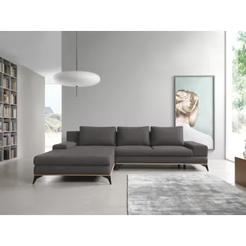 Sedací souprava Rohová rozkládací sedačka s úložným prostorem CAMAS - tmavá šedá, levý roh