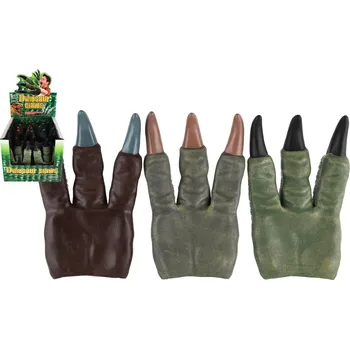 Figurka Teddies Dinosaurus tlapa/drápy na ruku guma 15x23cm 3 druhy 12ks v boxu karneval