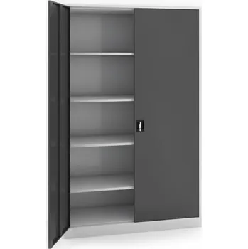 Nábytek B2B Partner Dílenská policová skříň na nářadí KOVONA JUMBO, 4 police, svařovaná, 1200 x 500 x 1950 mm, šedá / tmavě šedá