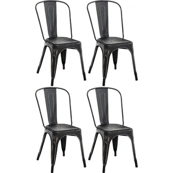 Barová židle LRCZ Sada 4 židlí Benedikt Barva: černo-zlatá