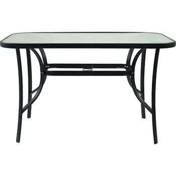 Zahradní stůl Jídelní stůl, černá ocel/tvrzené sklo, DEMAT NEW