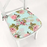 Sametový oblý podsedák Tamara TMR-038 Růžová zahrada na světle modrém - 39x37x3 cm