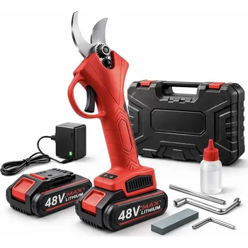 Nůžky na větve Akumulátorové elektrické nůžky + 2 baterie 48V červená