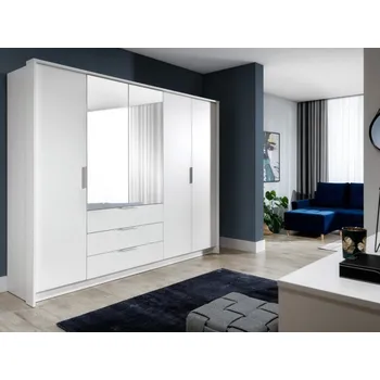 Šatní skříň Kombinovaná šatní skříň 255 cm se zrcadlem AMANA - bílá