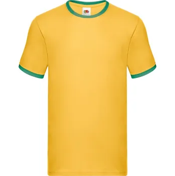 Chlapecké tričko Triko pánské Fruit of the Loom Valueweight Ringer T - žluté-zelené, XL