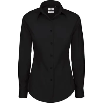 Dámská košile Košile dámská B&C Elastane s dlouhým rukávem - černá, XS