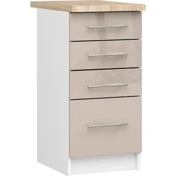 Kuchyňská skříňka Kuchyňská skříňka se šuplíky 40 cm VERMINA - bílá / cappuccino lesklá