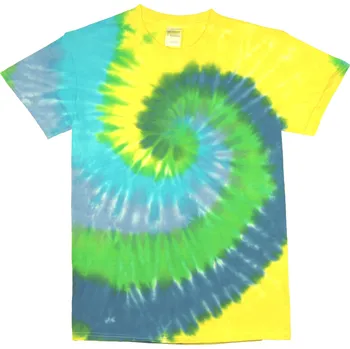 Pánské tričko Tričko unisex The Mountain batikované Swirl - žluté-modré, 5XL