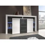 Kombinovaná komoda s LED osvětlením CLANE 1 - bílá / lesklá šedá