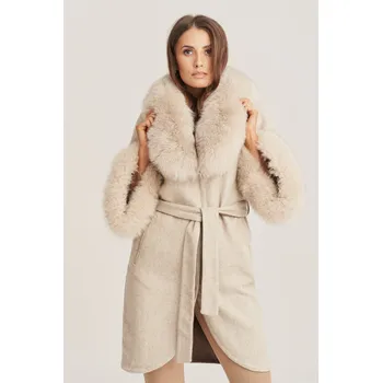 Dámský béžový kabát z alpaky (XL - 42)
