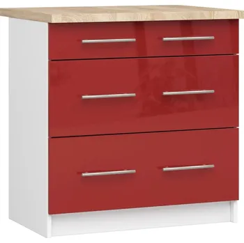 Kuchyňská skříňka Kuchyňská skříňka se šuplíky 80 cm VERMINA - bílá / červená lesklá