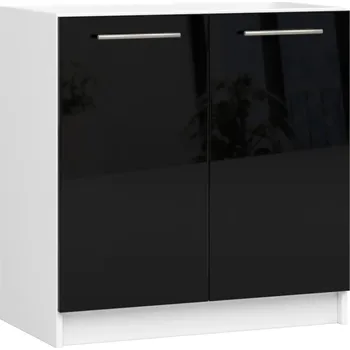 Kuchyňská skříňka Dřezová skříňka 80 cm VERMINA - bílá / černá lesklá