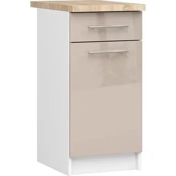 Kuchyňská skříňka Dolní kuchyňská skříňka 40 cm VERMINA se šuplíkem - bílá / cappuccino lesklá