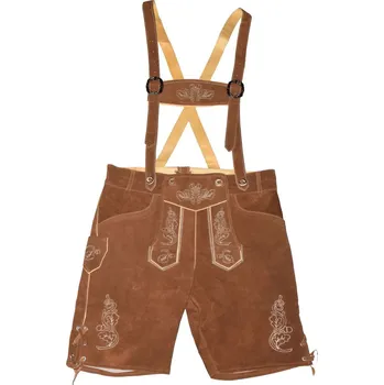 Pánské kalhoty Kraťasy kožené bavorské Marjo Karl - světle hnědé, 3XL