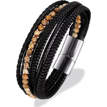 Náramek Pánský kombinovaný náramek Five Strands Scenic Jasper - Barva zapínaní Stříbrné zapínaní