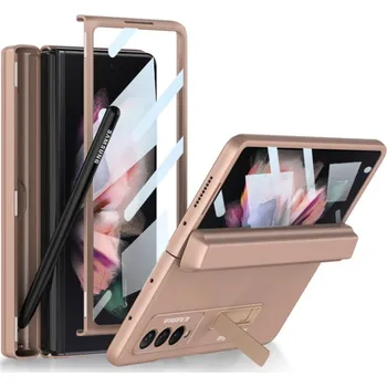 Pouzdro na mobilní telefon GKK 44114 GKK BOX Ochranný kryt se stojanem Samsung Galaxy Z Fold 3 5G růžovozlatý