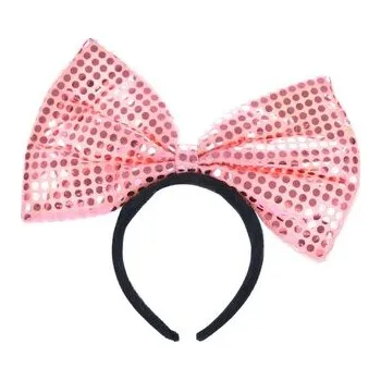 Kokarda na opasce - gigant z cekinami różowa