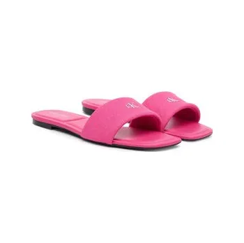 Dámské pantofle Nazouváky Calvin Klein Square Flat Sndl Canvas Hw HW0HW03129 Růžová 41