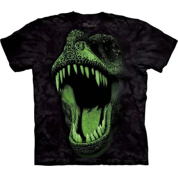Pánské tričko Tričko unisex The Mountain Big Face Glow Rex (Tyrannosaurus Rex) - černé, S