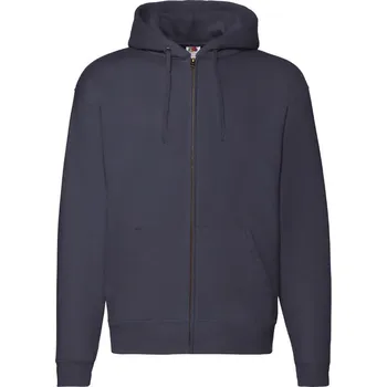 Chlapecké tričko Mikina pánská Fruit of the Loom Premium Hooded Sweat Jacket - tmavá navy, XXL