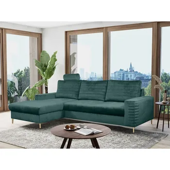 Sedací souprava Rohová sedačka s úložným prostorem SADAKO - tyrkysová, levý roh