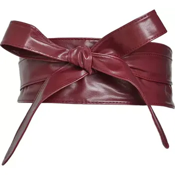 Opasek Dámský široký pásek z umělé kůže Bordový