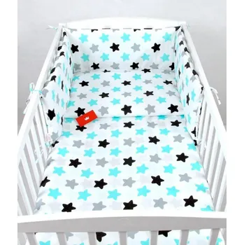 Dětská postýlka Souprava do postýlky 3 díly - hvězdy tyrkys