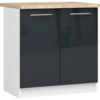 Kuchyňská skříňka Dolní kuchyňská skříňka 80 cm VERMINA - bílá / tmavě šedá lesklá