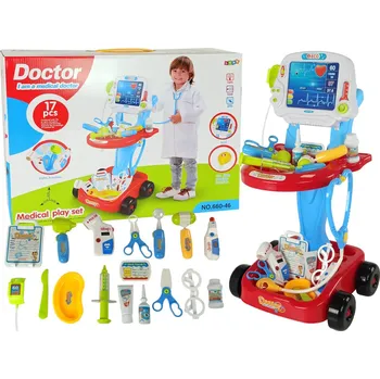 Hra na obchod LEAN Toys Lékařský EKG vozík 17ks