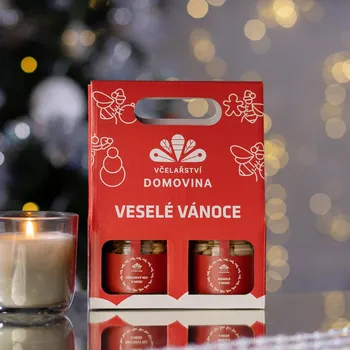Dárková krabička Včelařství Domovina Ořechový sen dárkové balení Ouško 2x230 g ořechy v medu Design: Vánoce
