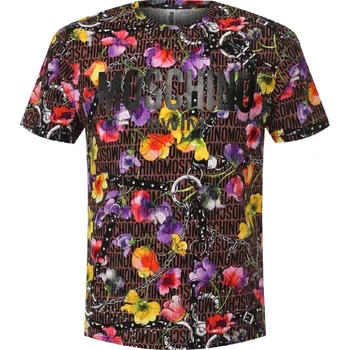 MOSCHINO Swim Floral Brown tričko M Hnědá