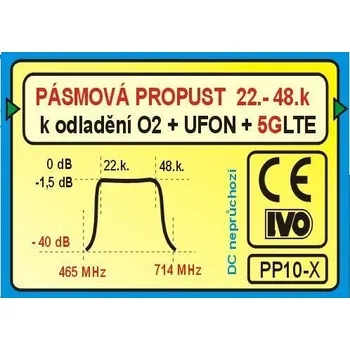 Příjem digitálního pozemního vysílání Pásmová propust UHF (22-48k), PP10-X k odladění O2+UFON+LTE
