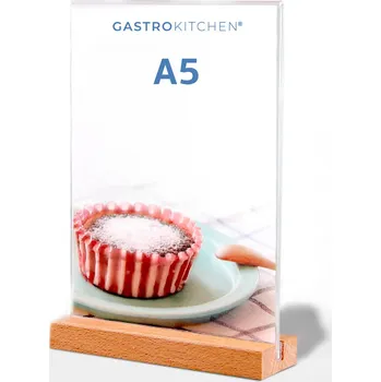 A5 – Akrylový stolní stojan s dřevěným podstavcem | Gastrokitchen