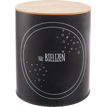 Úložný box Orion Dóza plechová, černá, s bambusovým víkem, Na bielizeň, 3,3L, SK