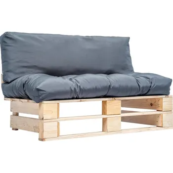 Zahradní pohovka zahrada-XL Zahradní pohovka z palet s šedými poduškami borovice 277477