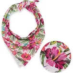 Bavlněný šátek Sandra SA-555 Růžovo-červené havajské květy na bílém 70 x 70 cm