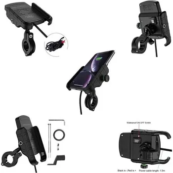 Řídítka BIKETEC držák telefonu s indukční nabíječkou na telefon montovaný na řidítka nebo zrcátko typ: R9W-METAL WIRELESS (EL) (BIKETEC držák telefonu s indukční nabíječkou na telefon montovaný na řidítka nebo zrcátko typ: R9W-METAL WIRELESS (EL))