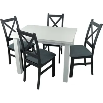 Jídelní set Jídelní sestava 4+1 LABRUM 100x70 cm bílá/černá/Moric 8