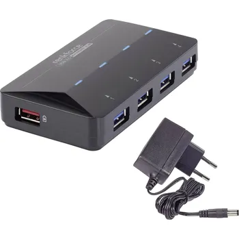 USB hub Renkforce RF-3806031 USB Hub 4 porty USB-A USB 3.0 5 GBit/s s portem pro rychlé nabíjení, se stavovými LED černá