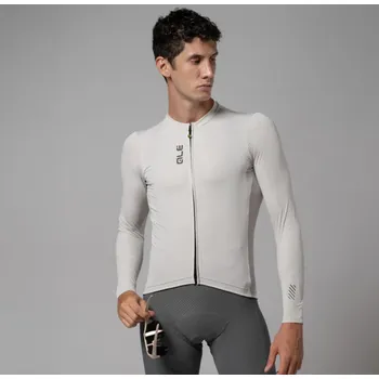 Cyklistické oblečení ALÉ Cyklistický dres s dlouhým rukávem letní - PRAGMA COLOR BLOCK - béžová 2XL