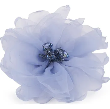 Náramek Brož květ s broušenými korálky Ø10 cm v krabičce, malé, 8 modrá světlá