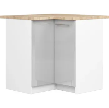 Kuchyňská skříňka Rohová kuchyňská skříňka 90x90 cm VERMINA - bílá / světle šedá lesklá