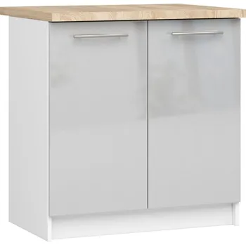 Kuchyňská skříňka Dolní kuchyňská skříňka 80 cm VERMINA - bílá / světle šedá lesklá