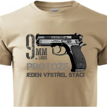 Pánské tričko Triko Striker 9MM Luger ČZ 75 Compact - béžové, XL